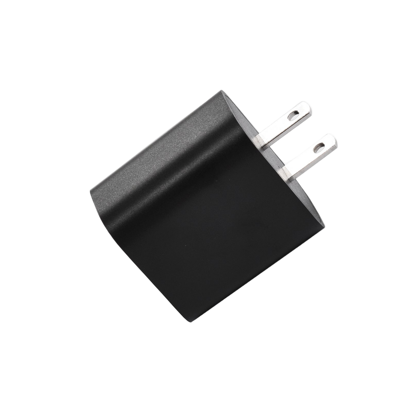 Black wall adapter on a white background