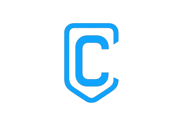 A minimalist logo icon for “Caseifyy.” A bold, modern letter C designed in a sleek, futuristic style. The letter should subtly resemble a smartphone outline or shield, symbolizing phone protection. Flat vector design, clean lines, no gradients, scalable for favicon, app icon, and social media. Simple, iconic, and instantly recognizable, with black and electric blue color palette.